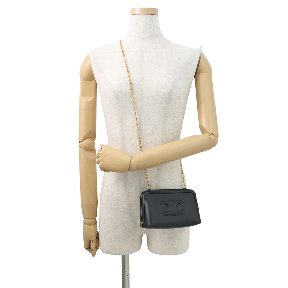 Celine Chain Shoulder Bag Cuile Triomphe Clutch Black - Picture 4 of 12